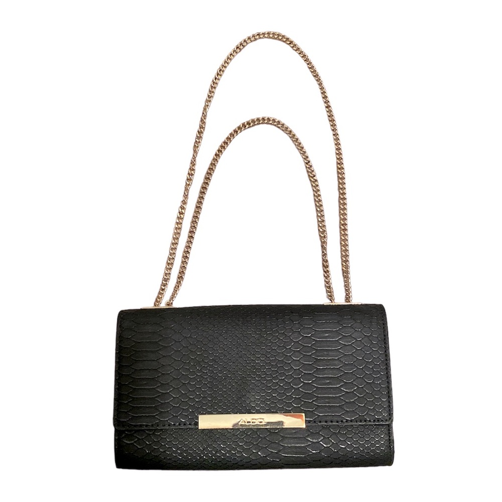 Aldo faux snakeskin print Crossbody Purse with Gold Chain, doubles as a Clutch